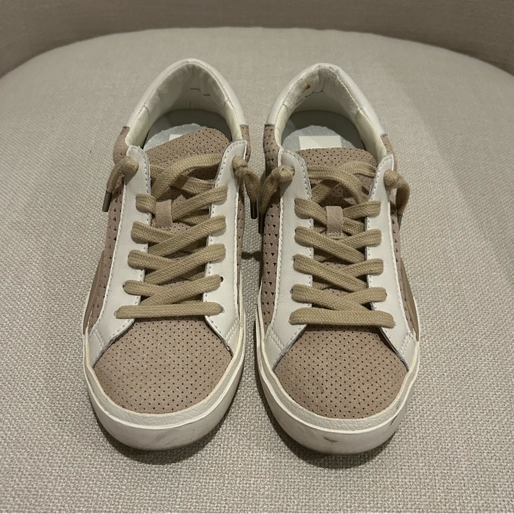 Dolce Vita Beige and White Perforated Sneakers